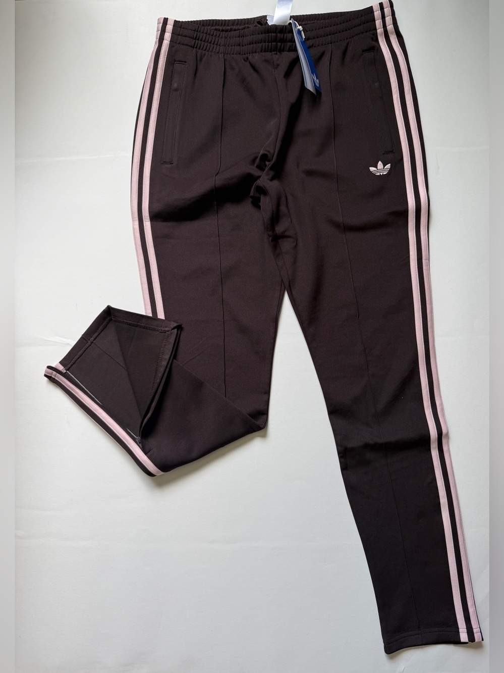 Adidas Originals SST Classic Track Pants Brown w/Pink Stripes KD3790 - Picture 6 of 12